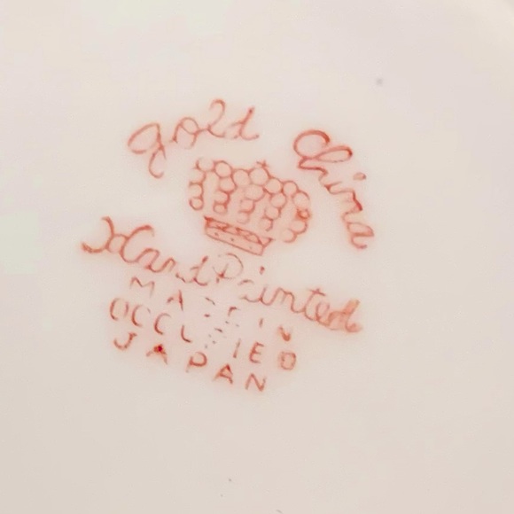 1940’s Occupied Japan Hand-Painted Gold China Porcelain Orange Cornflower Saucer - Picture 5 of 6